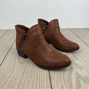 Sun + Stone Women's Adelinee Double Zip Ankle Booties 6.5M Chocolate $70